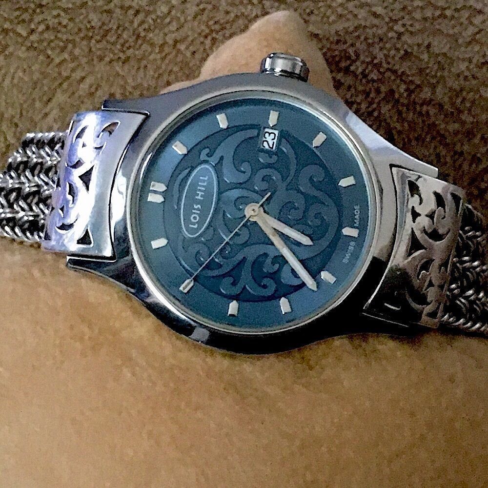 LOIS HILL Watch Sterling Silver Thai Weave Bracelet Blue Face Watch - Picture 13 of 13
